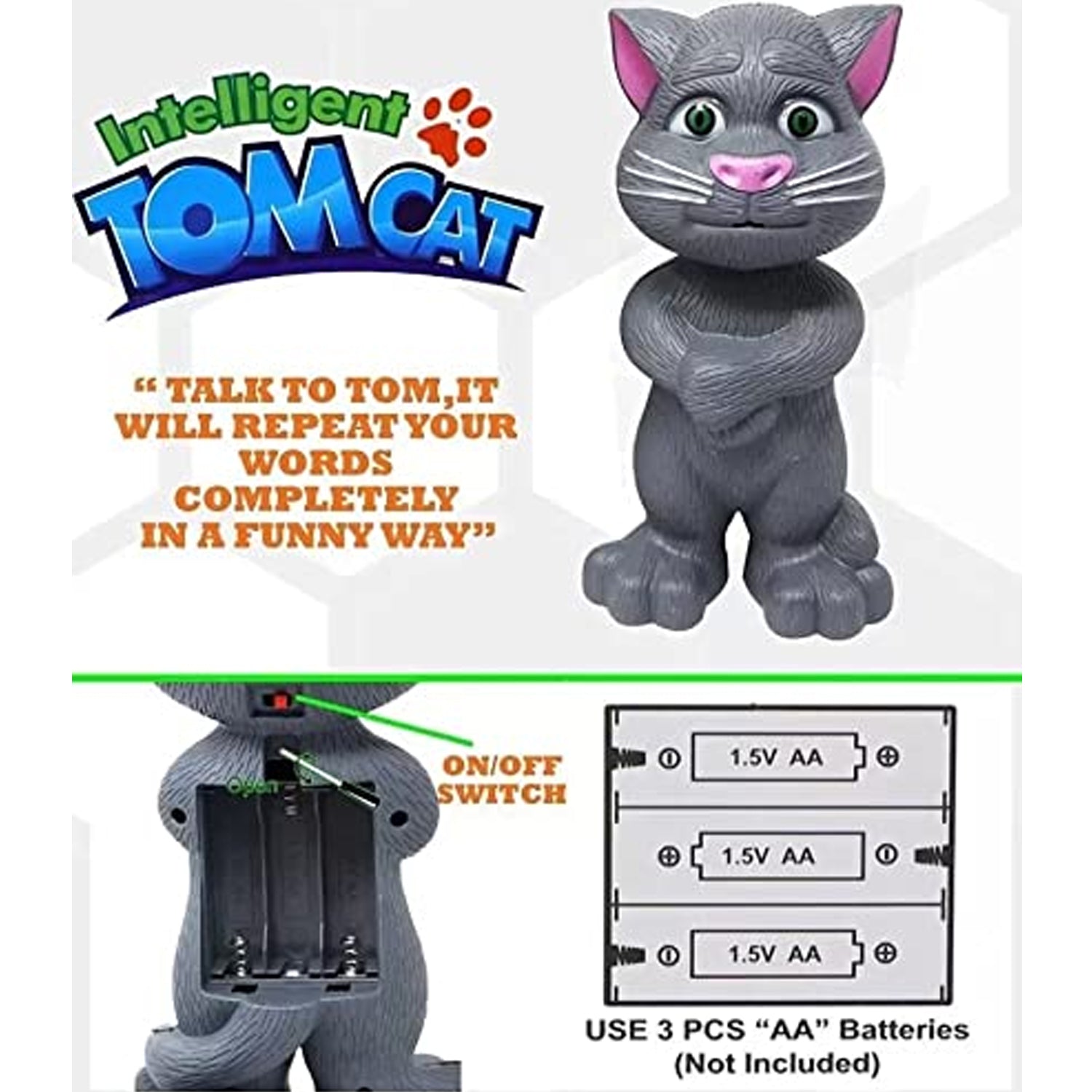 4524 Talking, Mimicry, Touching Tom Cat Intelligent Interactive Toy with Wonderful Voice for Kids, Children Playing and Home Decorate. DeoDap 4524 Talking, Mimicry, Touching Tom Cat Intelligent Interactive Toy with Wonderful Voice for Kids, Children Playing and Home Decorate. DeoDap